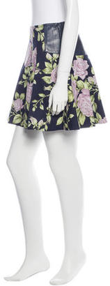 Rag & Bone Leather-Trimmed Rose Print Skirt