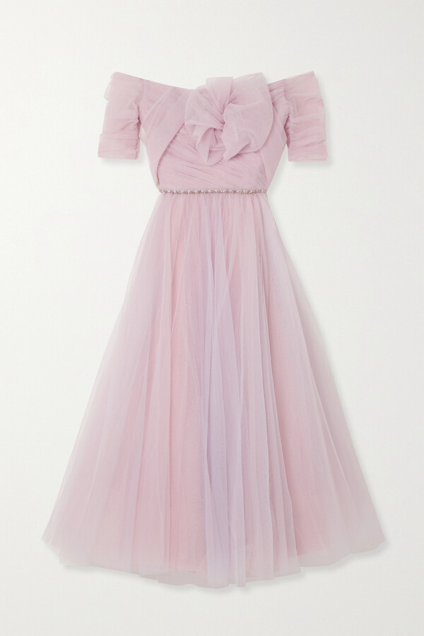 Jenny Packham Miss Blush Cape-effect Embellished Tulle Gown