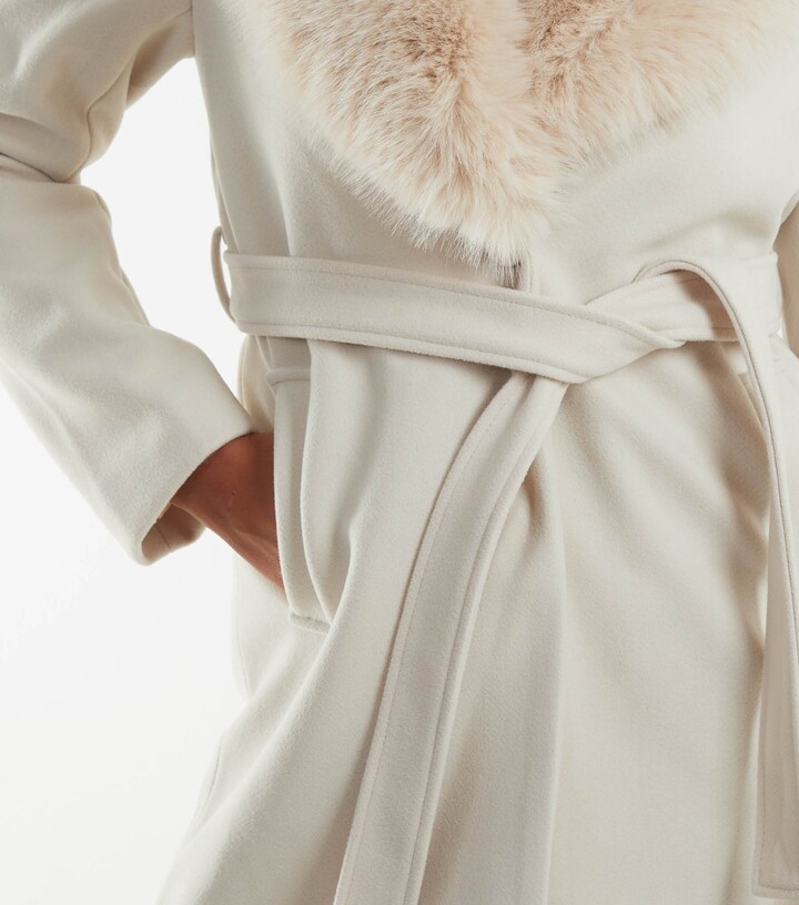 Blue Vanilla Stone Faux Fur Belted Coat ShopStyle