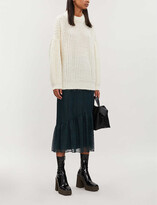Thumbnail for your product : Whistles Ellis animal-print lace midi skirt
