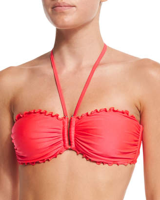Seafolly Shimmer DD "U" Tube Bikini Top, Neon Red