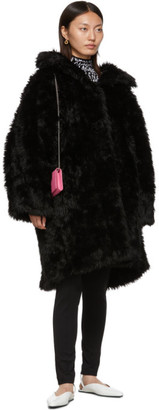Balenciaga Black Faux-Fur Swing Coat