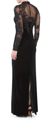 Lace Long Sleeve Velvet Gown