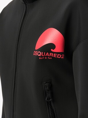 DSQUARED2 Logo-Print Zip-Up Hooded Jacket