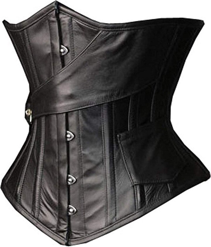 SHAPERX Camellias Womens Faux Leather Steampunk Gothic Steel Boned