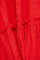Thumbnail for your product : Lisa Marie Fernandez Ruffled Broderie Anglaise Cotton Mini Dress - Red