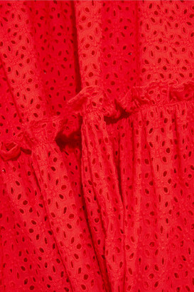 Lisa Marie Fernandez Ruffled Broderie Anglaise Cotton Mini Dress - Red
