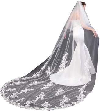 EllieHouse Women's 2 Tier Lace Wedding Bridal Veil With Comb L06