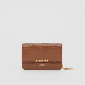 Burberry Embossed Deerskin Card Case with Chain Strap