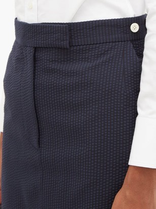 Thom Browne Tonal-striped Wool Seersucker Mini Skirt - Navy