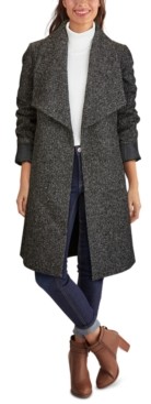 cole haan boucle hooded wrap coat