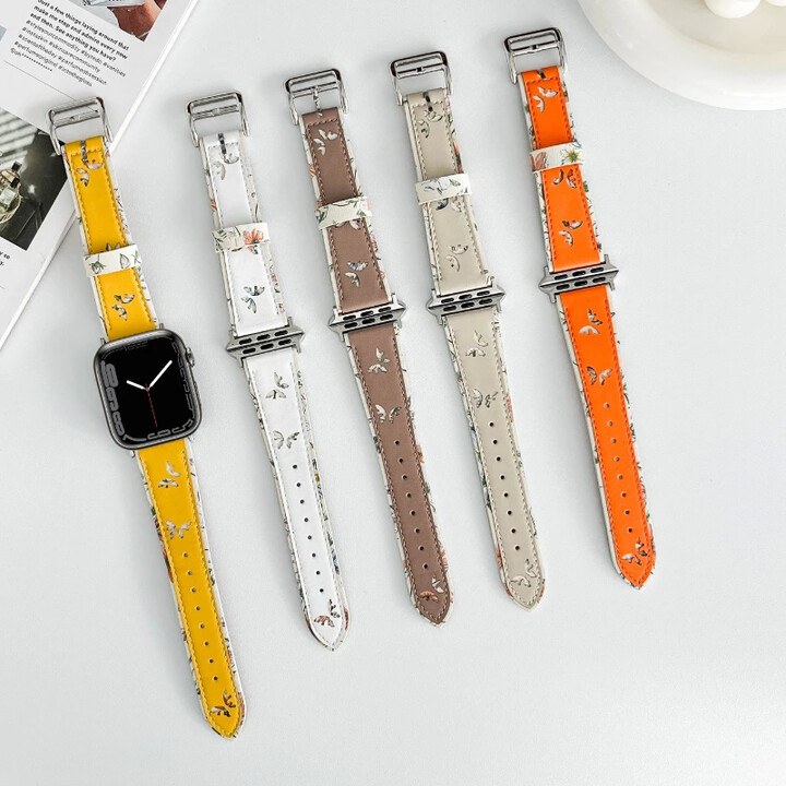 Leather strap for Apple watch Ultra2/1 49mm 10 42mm 46mm 9 8 7 41mm 45mm Butterfly pattern women & apos;s For iwatch 6 5 4 SE 44mm 40mm