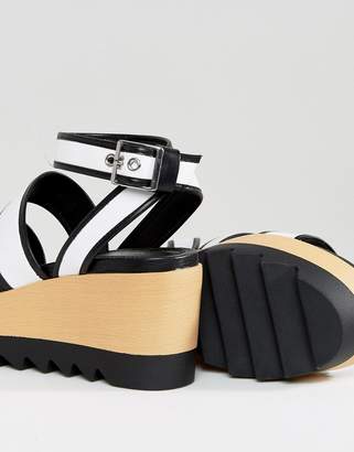 Pull&Bear Black And White Wooden Wedge
