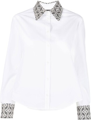Maje Jacquard-detail Collar Shirt in White Womens Clothing Tops Shirts 