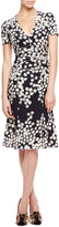 Thumbnail for your product : Carolina Herrera Floral Crepe de Chine Dress, Black/Ivory