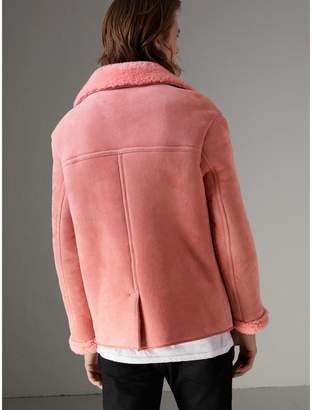 Burberry Leather Trim Shearling Jacket