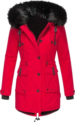 Red Fur Hooded Jacket | Shop the world's largest collection of fashion |  ShopStyle UK