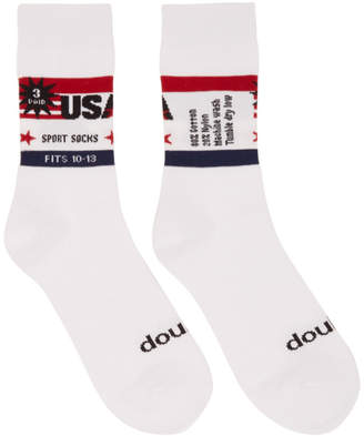 Doublet White 3 Pac Jacquard Socks