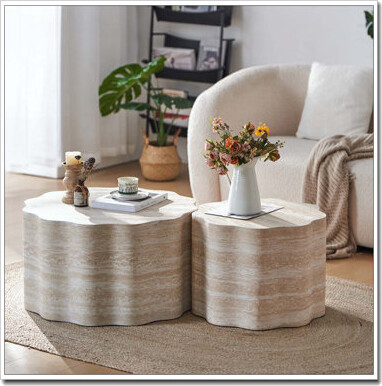 Latitude Run Round Coffee Tables For Living Room Faux Mars Pattern Modern Minimalist Side Tables Accent End Table End Table