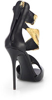 Thumbnail for your product : Giuseppe Zanotti Goldtone Leaf Triple-Strap Leather Sandals
