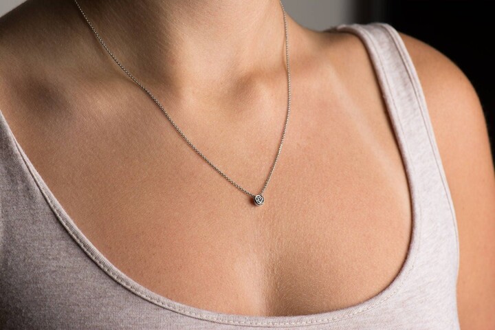 Etsy Single Diamond Necklace, Minimal 14K/18K White Gold, Solitiare Wedding Pendant