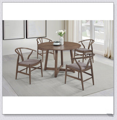 Red Barrel Studio Guinea Walnut 5-Piece Solid Wood Dining Set with Durable Construction and Elegant Design for Modern Homes