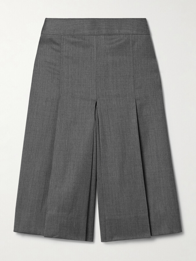 Peter Do Pleated Wool-blend Culottes - Gray