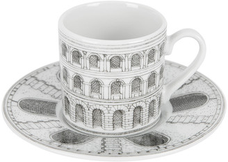 Fornasetti Architettura Espresso Cup & Saucer - Black/White