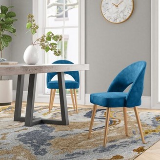 Foundstoneâ"¢ Velour Velvet Upholstered Side Chair Foundstonea Upholstery Color: Slate Blue