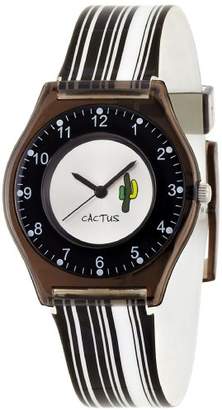 Cactus Kids Watch CAC-40-L01 With Plastic Case And Striped Black And White Strap