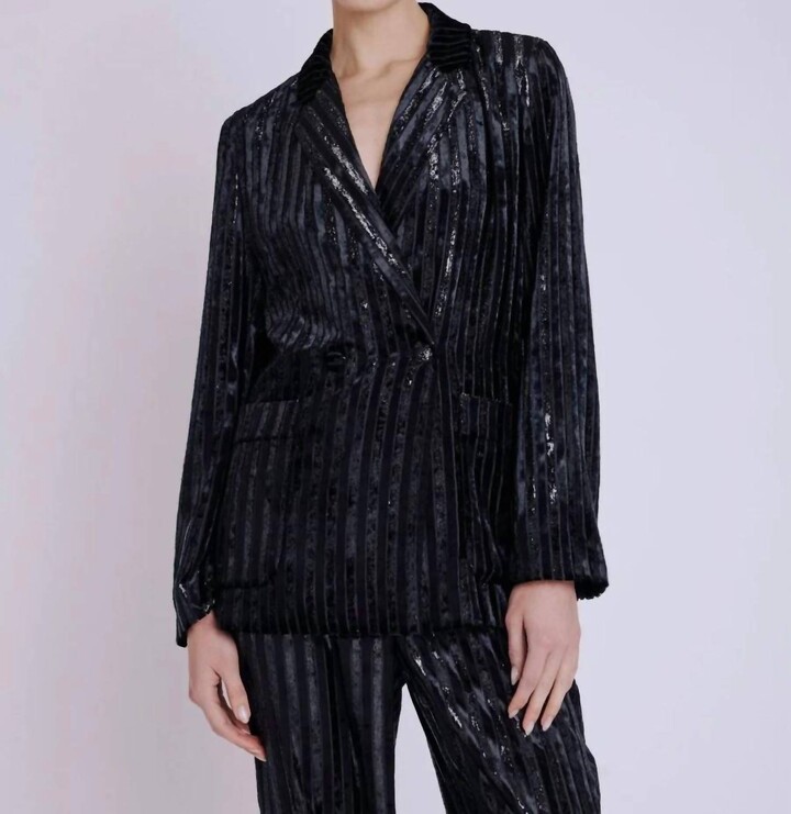 Berenice Valindra Blazer In Stripe Burnout Black