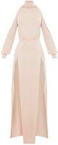 Thumbnail for your product : PrettyLittleThing Nude High Neck Double Extreme Split Maxi Dress