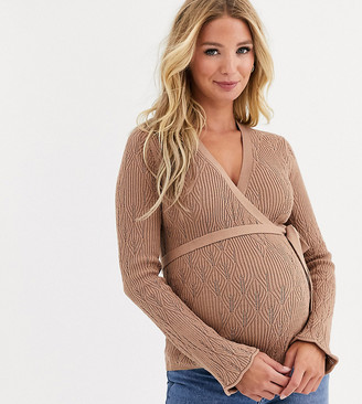 Asos DESIGN Maternity pointelle wrap jumper Asos DESIGN Maternity pointelle wrap jumper