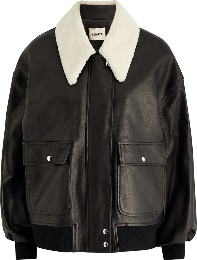 KHAITE Shellar Shearling-trimmed Leather Bomber Jacket