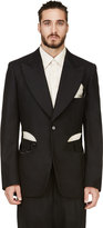 Thumbnail for your product : Comme des Garcons Homme Plus Navy Wool Cut-Out Pocket Blazer