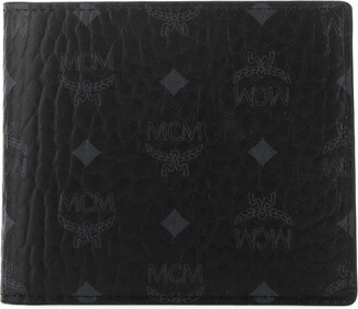 MCM Black Small Flap Bifold Canvas Claus Bi-fold Wallet