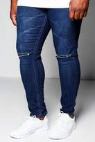 Thumbnail for your product : boohoo Big And Tall Indigo Ripped Knee Skinny Fit Jeans