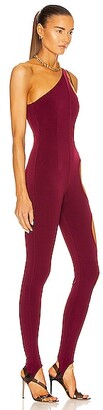 LaQuan Smith One Shoulder Cutout Jumpsuit in Purple
