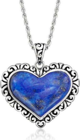 Ross-Simons Ross-SimonsJewelryLapisHeartPendantNecklaceinSterlingSilverSize18