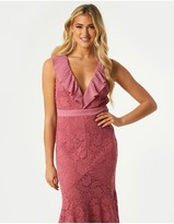 Thumbnail for your product : Little Mistress Clarice Rose Pink Lace Frill Midaxi Dress