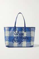 Thumbnail for your product : Anya Hindmarch + Net Sustain I Am A Plastic Bag Small Leather-trimmed Printed Coated-canvas Tote - Blue