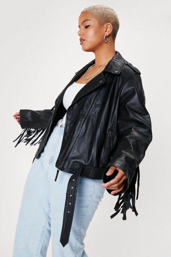 fringe plus size jacket