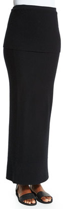 Donna Karan Ribbed-Top Long Cashmere Skirt, Black