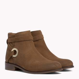 Tommy Hilfiger Suede Eyelet Strap Ankle Boots