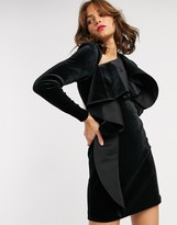 Thumbnail for your product : ASOS EDITION mini dress with ruffle front in velvet