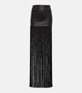 Shanghai fringed leather maxi skirt 