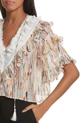 Opening Ceremony Marble Print Ruffle Blouse