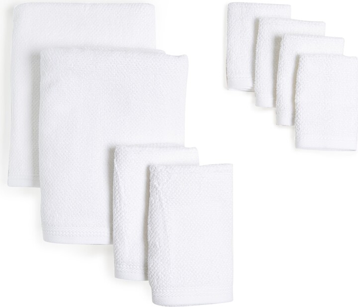8pc CARO Home Bath Hand Towel Washcloth Set Coastal Sea Shells