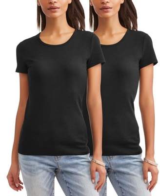 Time and Tru Women's Elevated Short Sleeve Crewneck T-Shirt 2 Pk Value Bundle