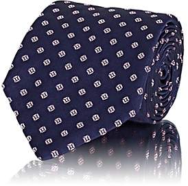 Barneys New York Men's Diamond-Dot Silk Satin Necktie - Navy